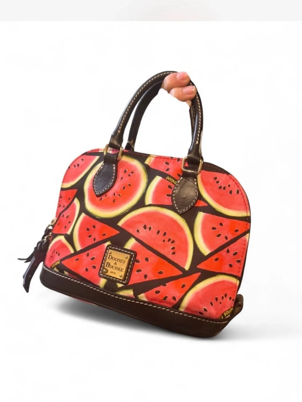 Dooney & Bourke Watermelon Print Dome Satchel with Black Trim